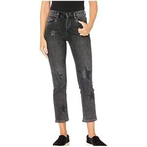 Dark Grey Blank NYC The Madison Crop Faux Leather Star Jeans 27